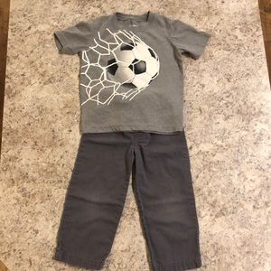 Carters 2T soccer t shirt and pants set boy